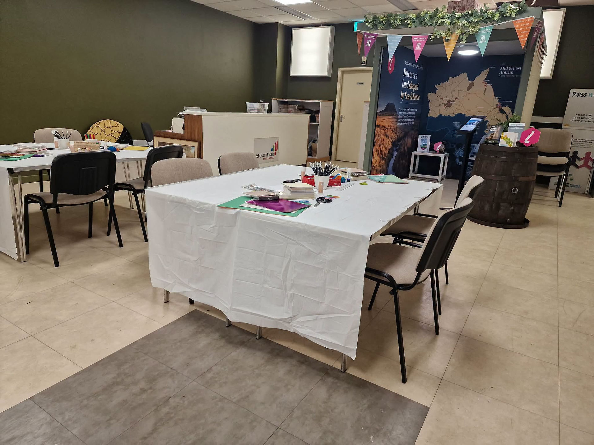 tables set up for card making in Midtown Makers