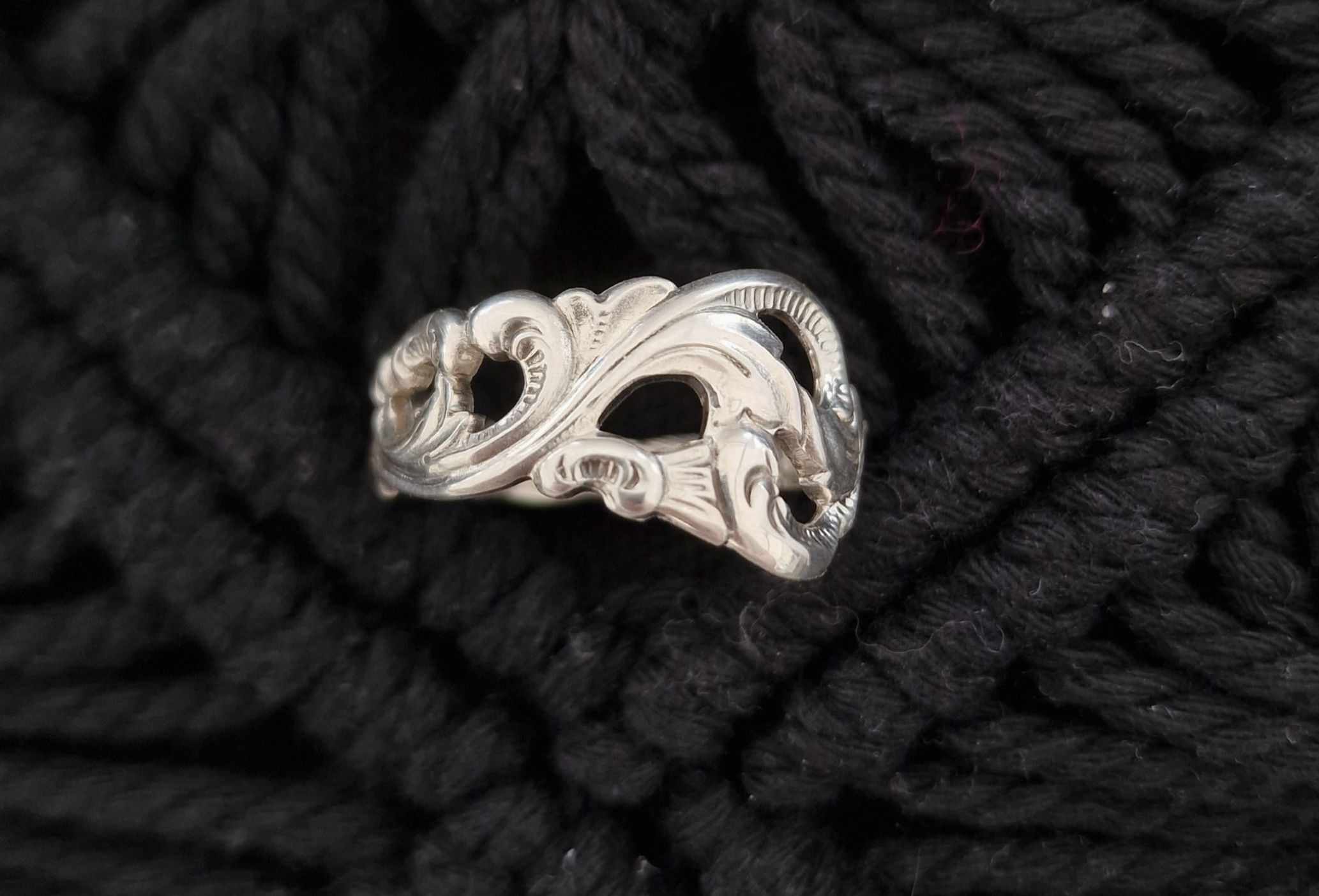 Dobbel rokokko sølvring