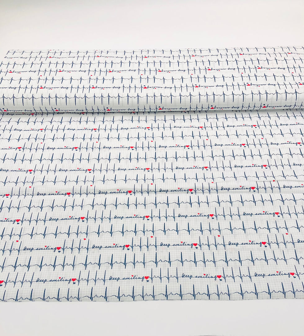 Miniaturbild: EKG-Stoff, weiß, keep smiling