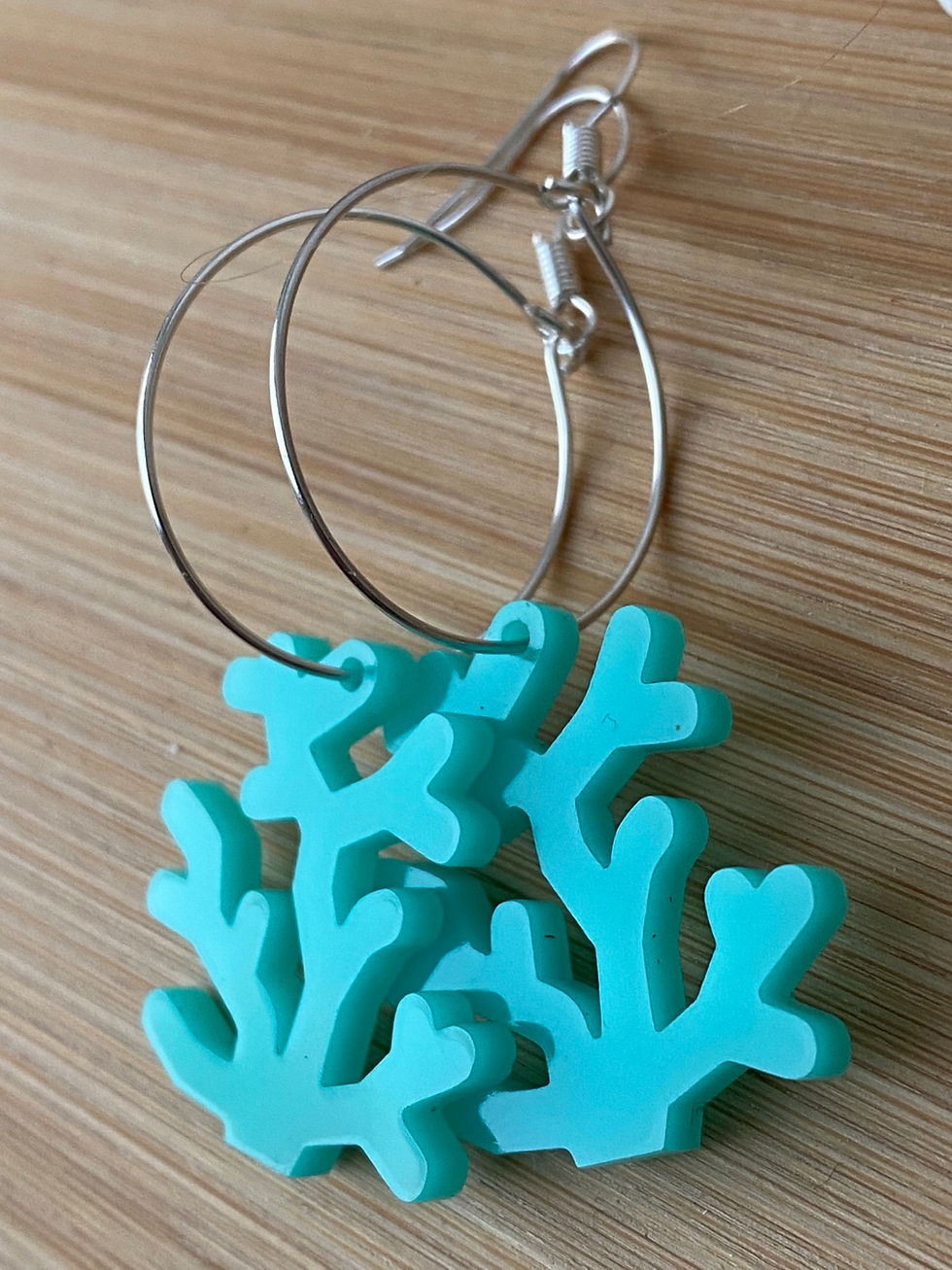 Thumbnail: Small Aqua Laser Cut Hoop Earrings