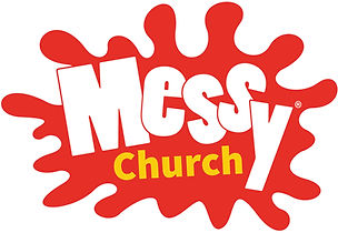 Paint splatter with words Messy Church