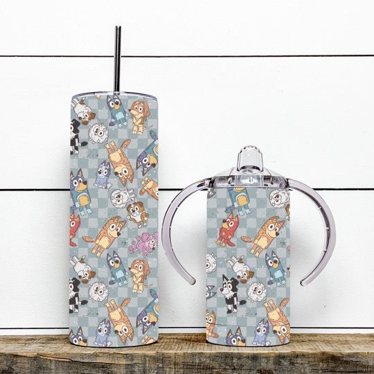 Dog Friends Checkered (All Sizes) - Stainless Steel Cup