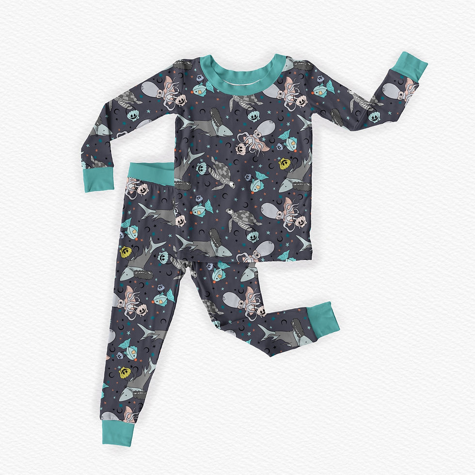 2-piece Bamboo PJs - Spooky Ocean
