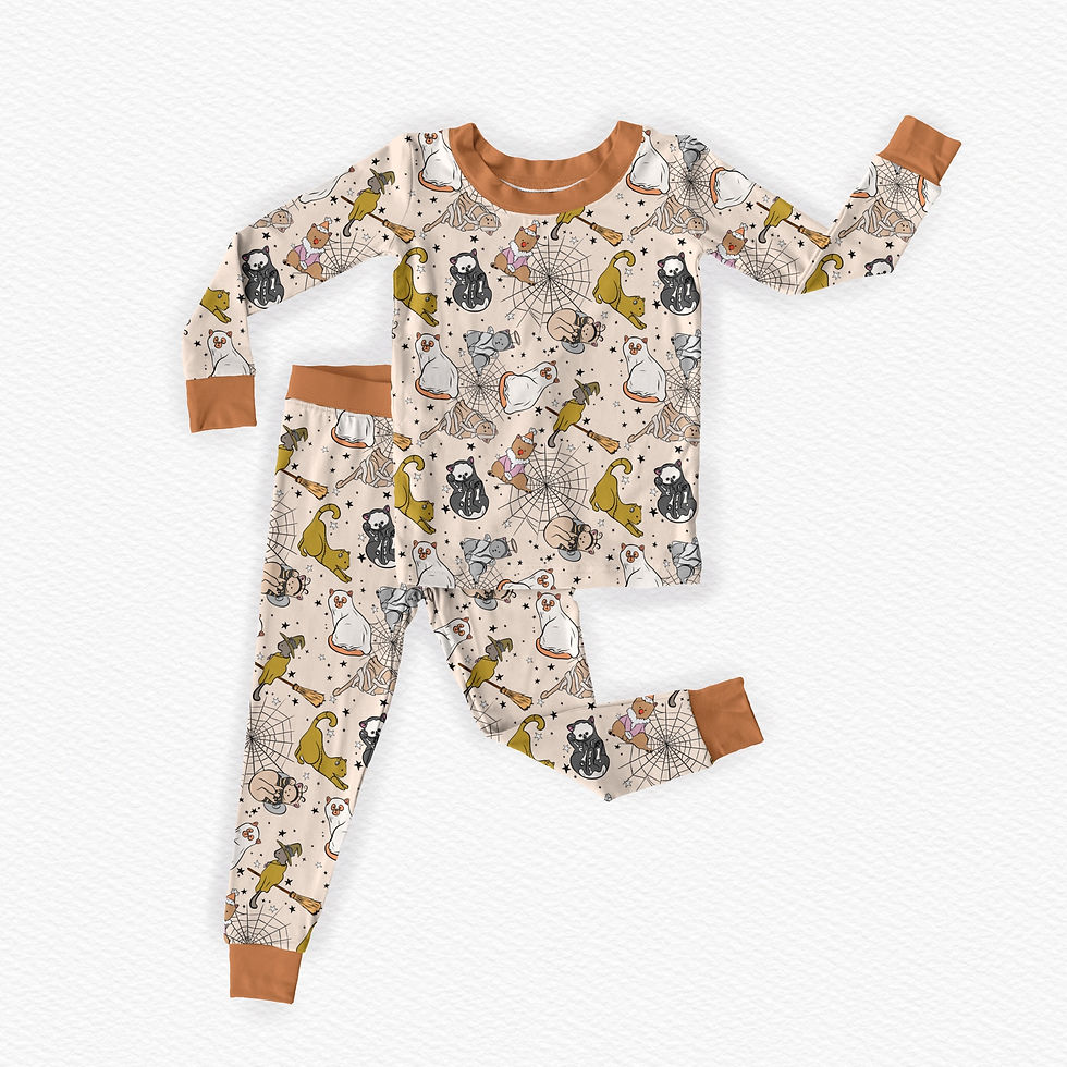 2-piece Bamboo PJs - Frightening Felines
