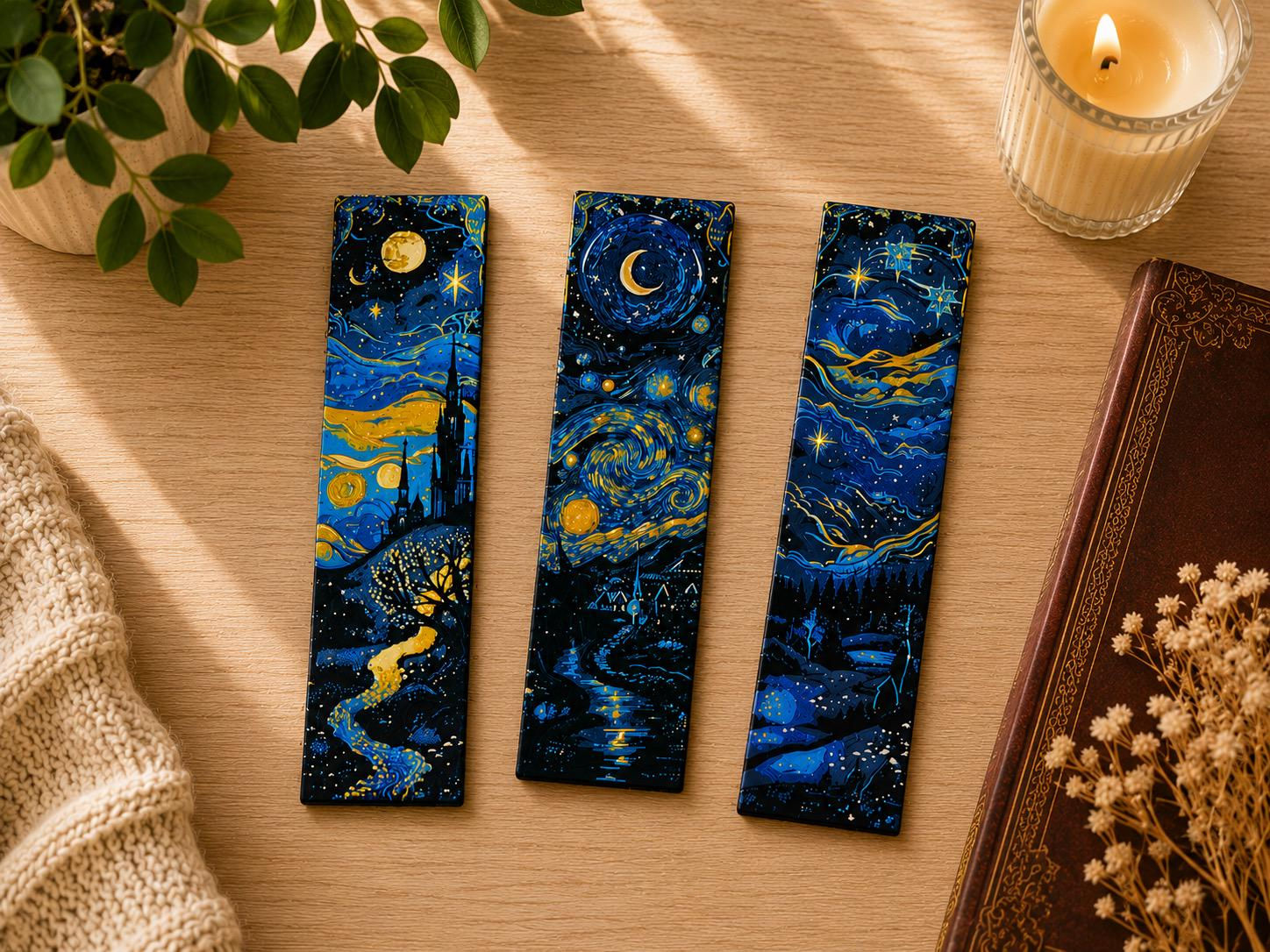 Lesezeichen Set Sternennacht – 160x40 mm – Van-Gogh-inspirierte Motive
