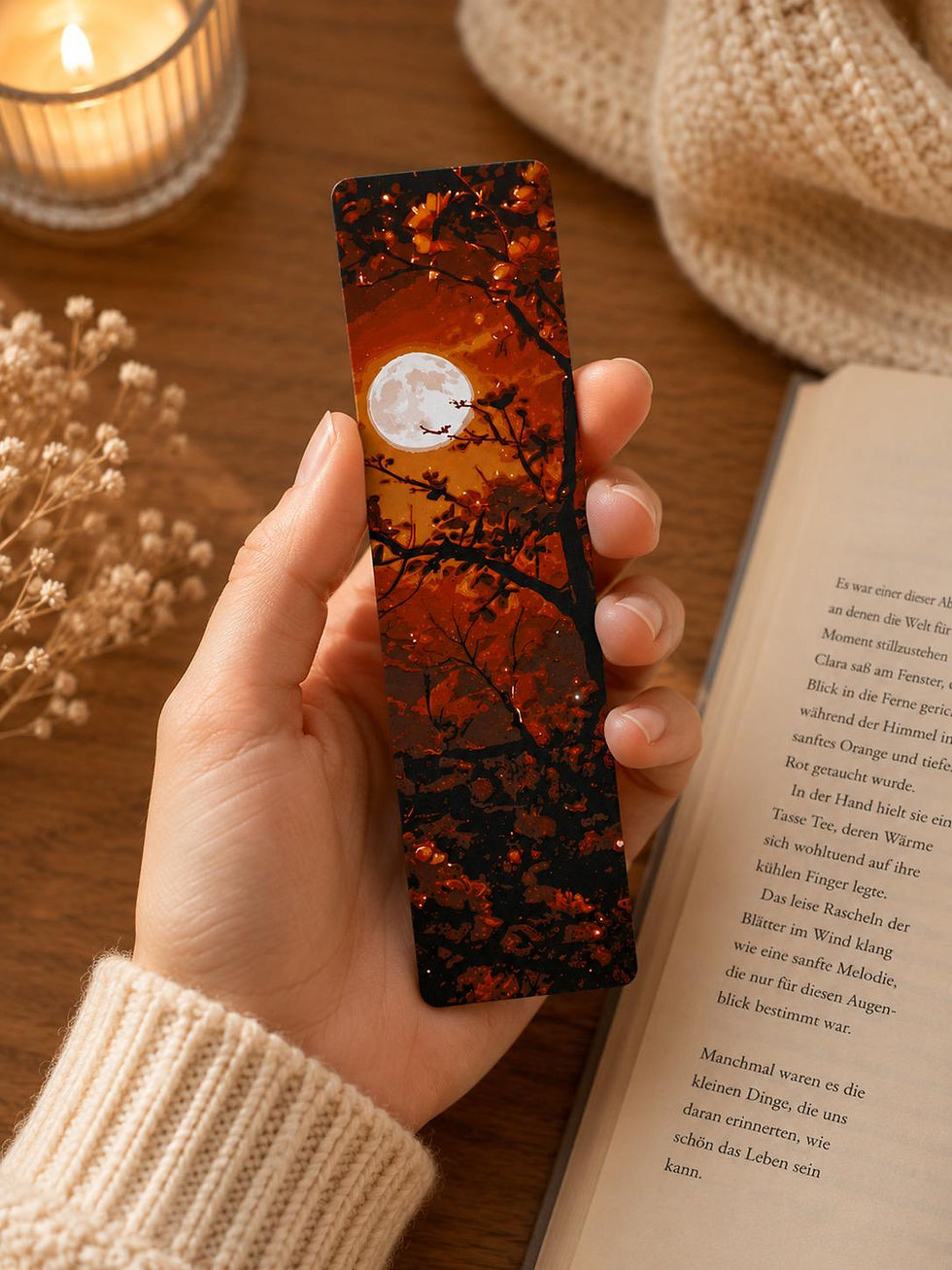 Miniaturbild: Sakura Night Mondlicht Lesezeichen Set – Kirschblüten bei Vollmond