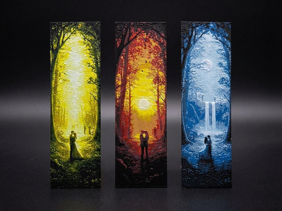 3D Lesezeichen Liebespaar im Wald – romantisches Set mit mystischen Motiven