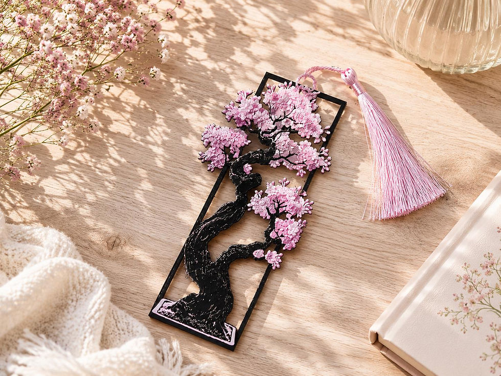 Thumbnail: Sakura Baum Lesezeichen | 3D-Relief Bookmark | Japanische Ästhetik