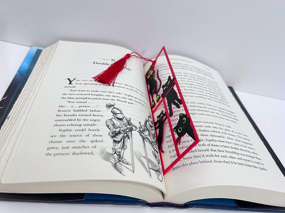 Lesezeichen 3D gedruckt - Chaoskatzen im Bücherregal