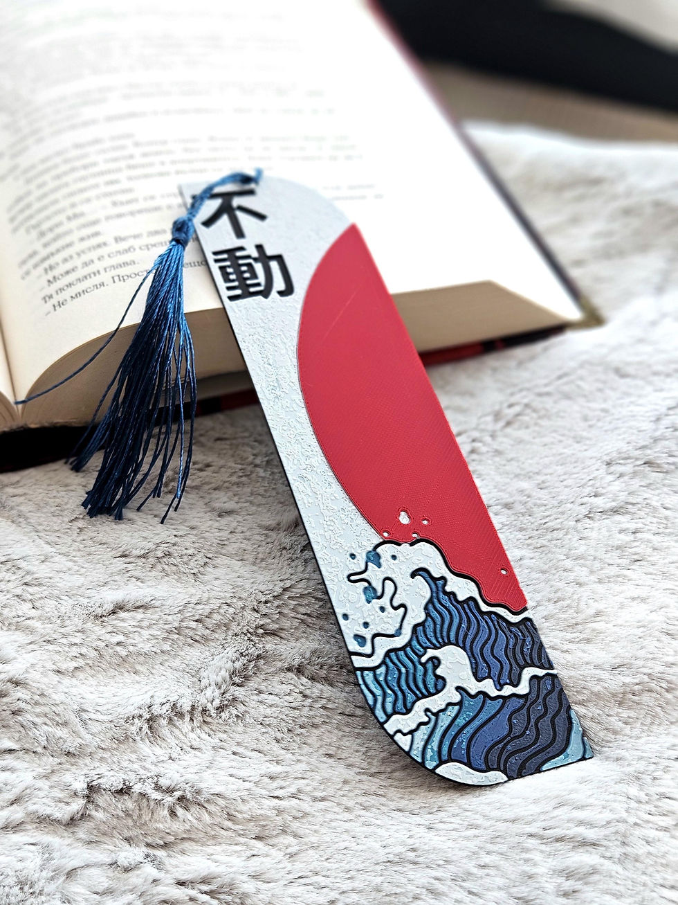 3D Lesezeichen „Kanji“ Hokusai Welle
