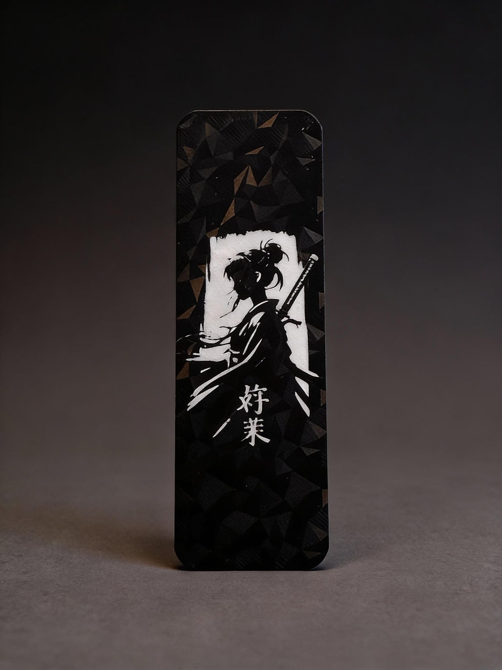 Miniaturbild: Samurai-inspiriertes Lesezeichen | Black & White Flatforge | Anime-Vibes