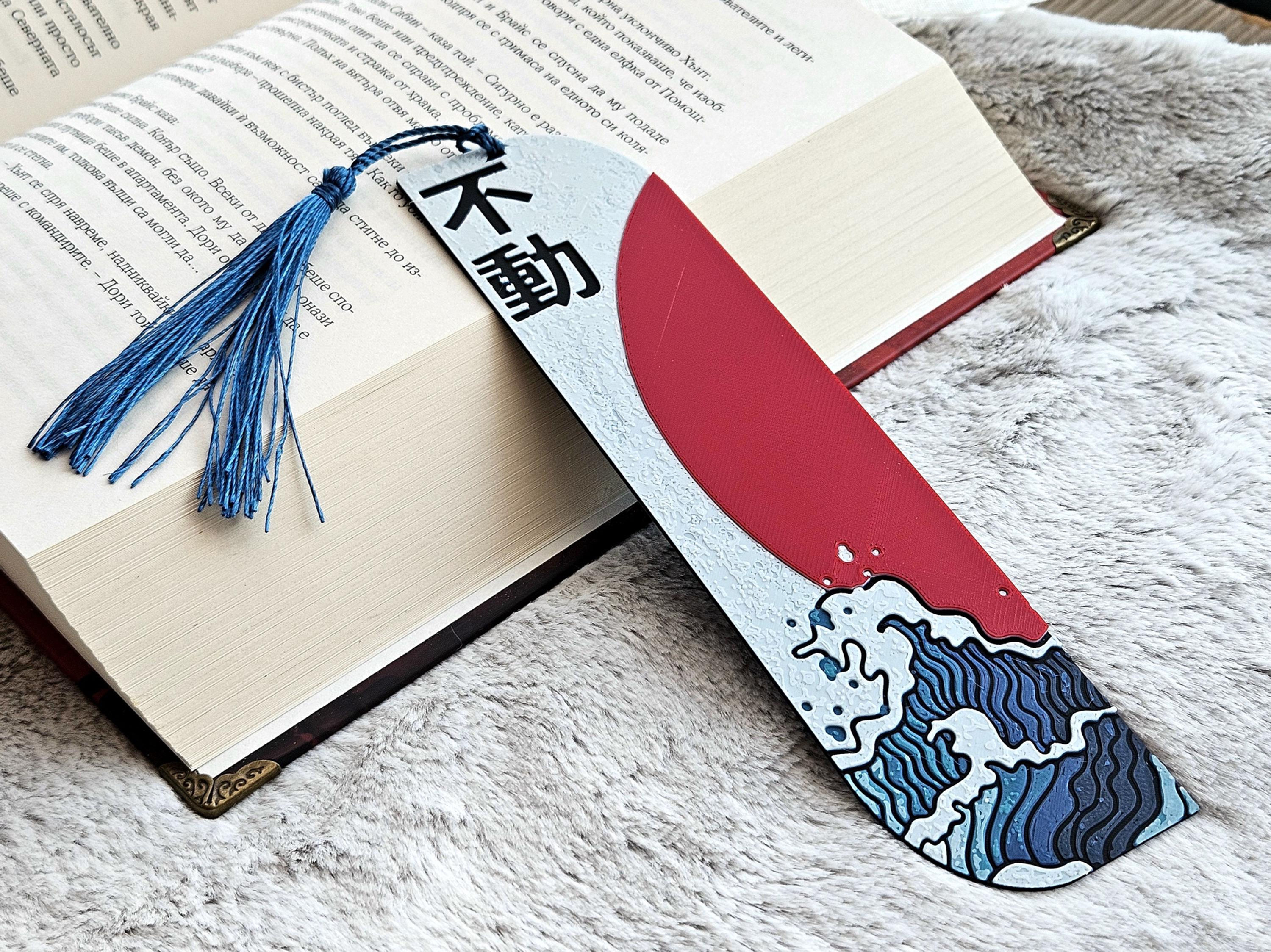 3D Lesezeichen „Kanji“ Hokusai Welle