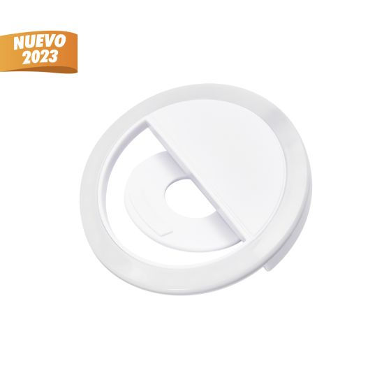 Aro de luz Astrid con clip ajustable y 28 LEDs para videollamadas y fotografía.
