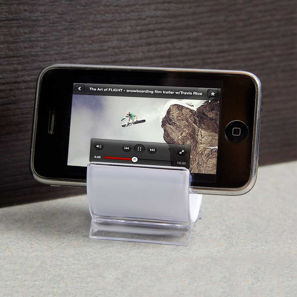 soporte plástico para celular con impresión de logo