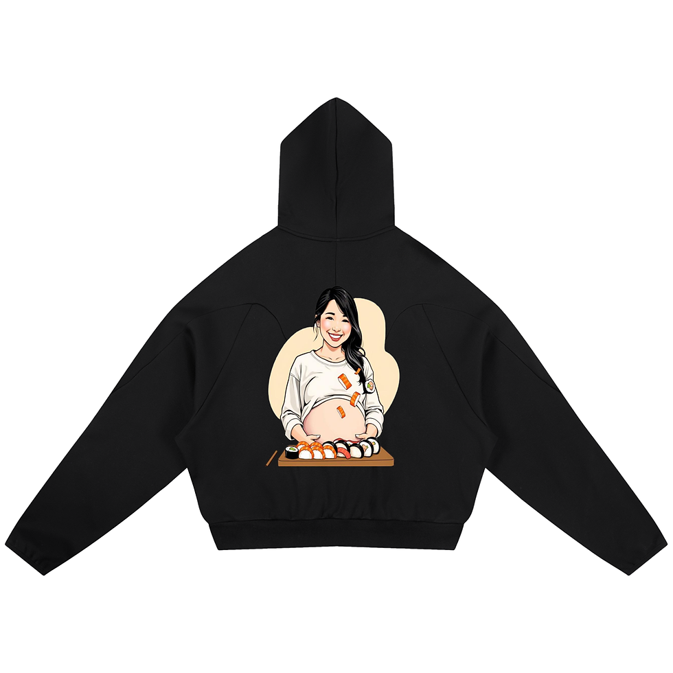 Thumbnail: MAMA SUSHI Curved Panel Raglan Hoodie