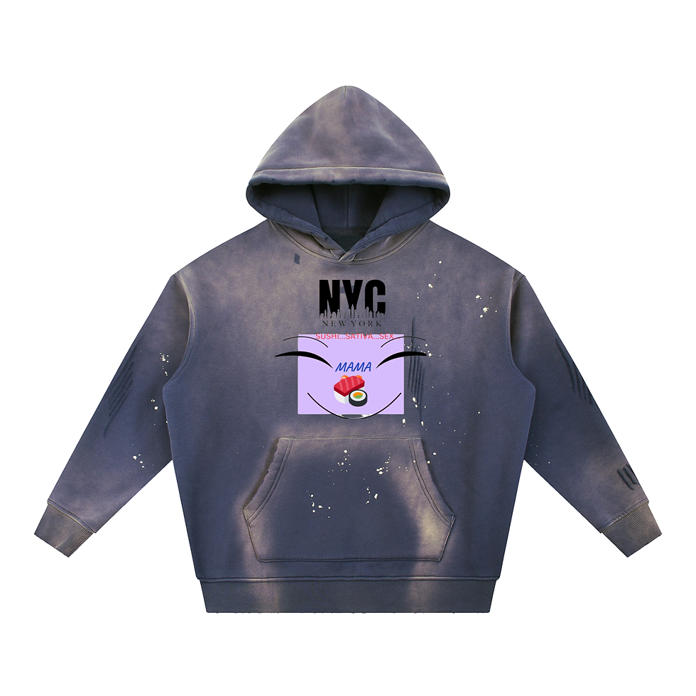 Thumbnail: MAMA SUSHI Vintage Washed Frayed Fleece Hoodie