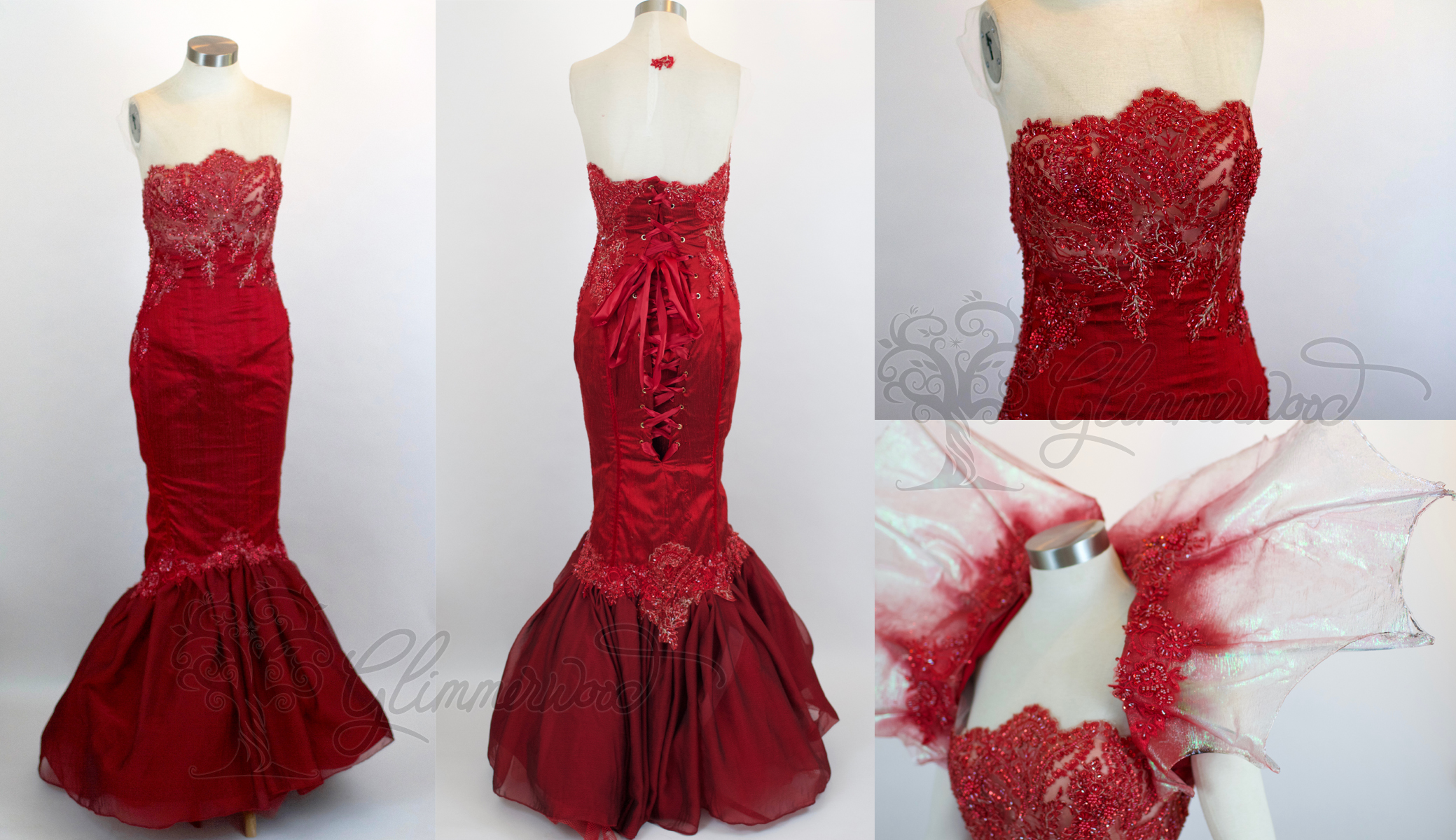 Red Mermaid Gown and Collar
