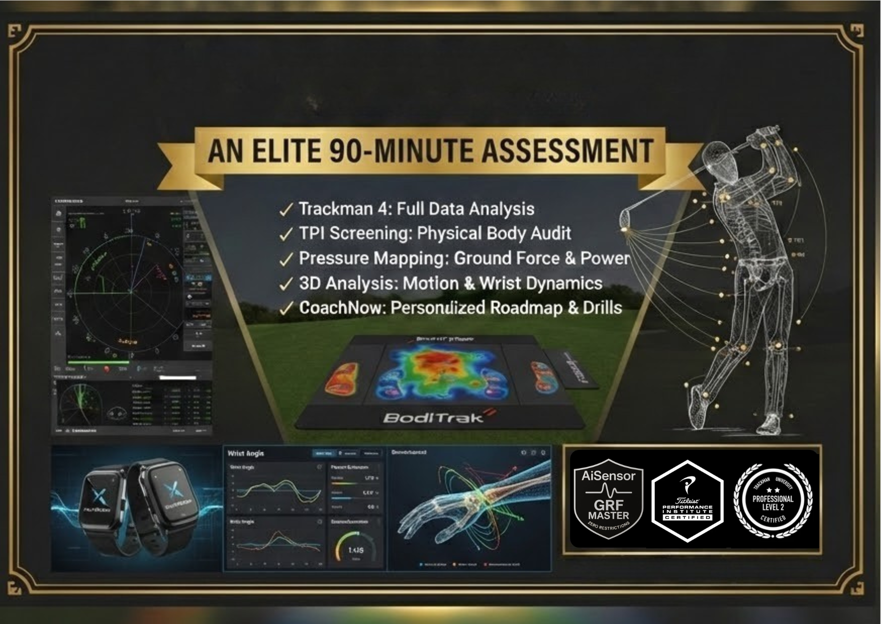 A black square box with the text "Master your golf game" in it.