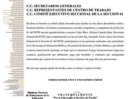 Se autoriza el pago de prestaciones.