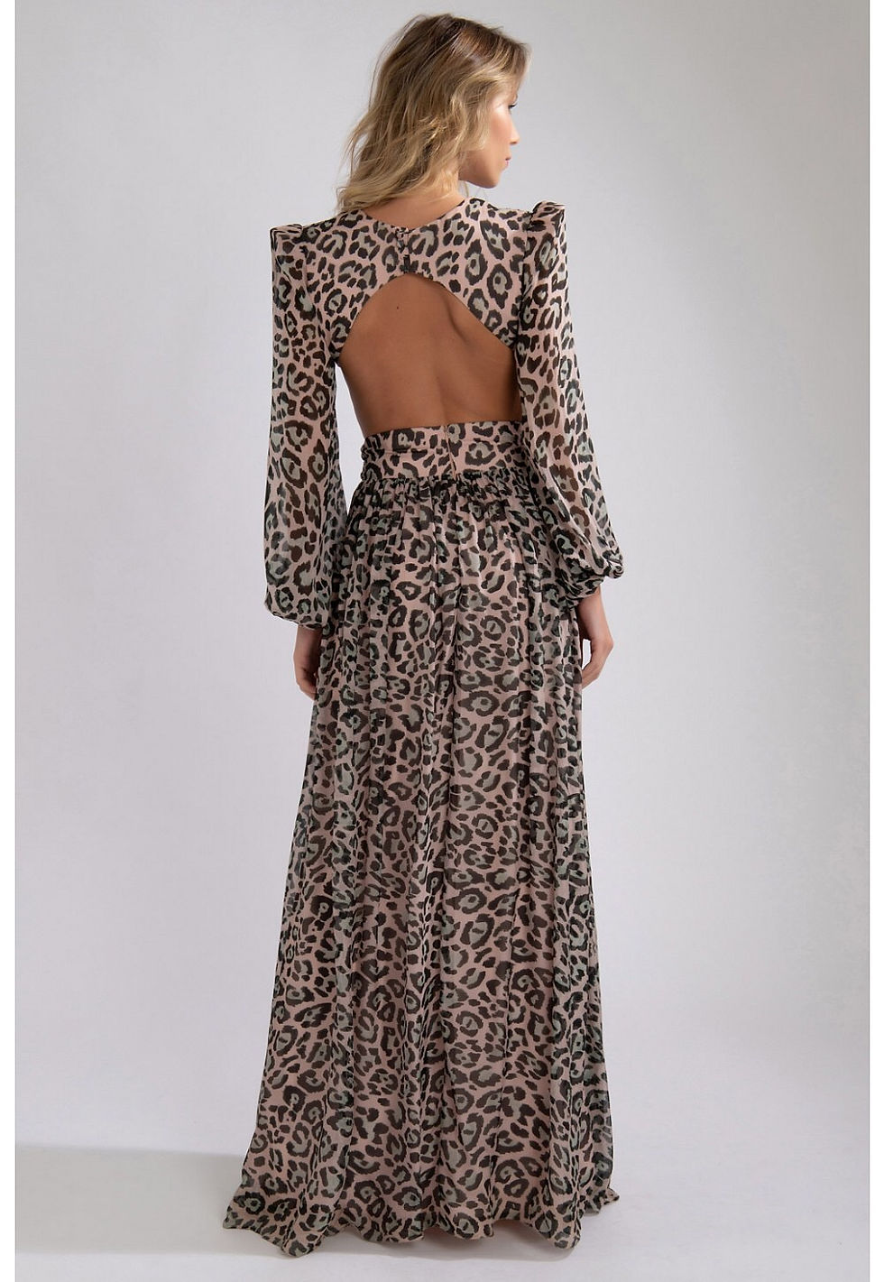 Miniatura: Vestido longo em seda pura animal print PatBo