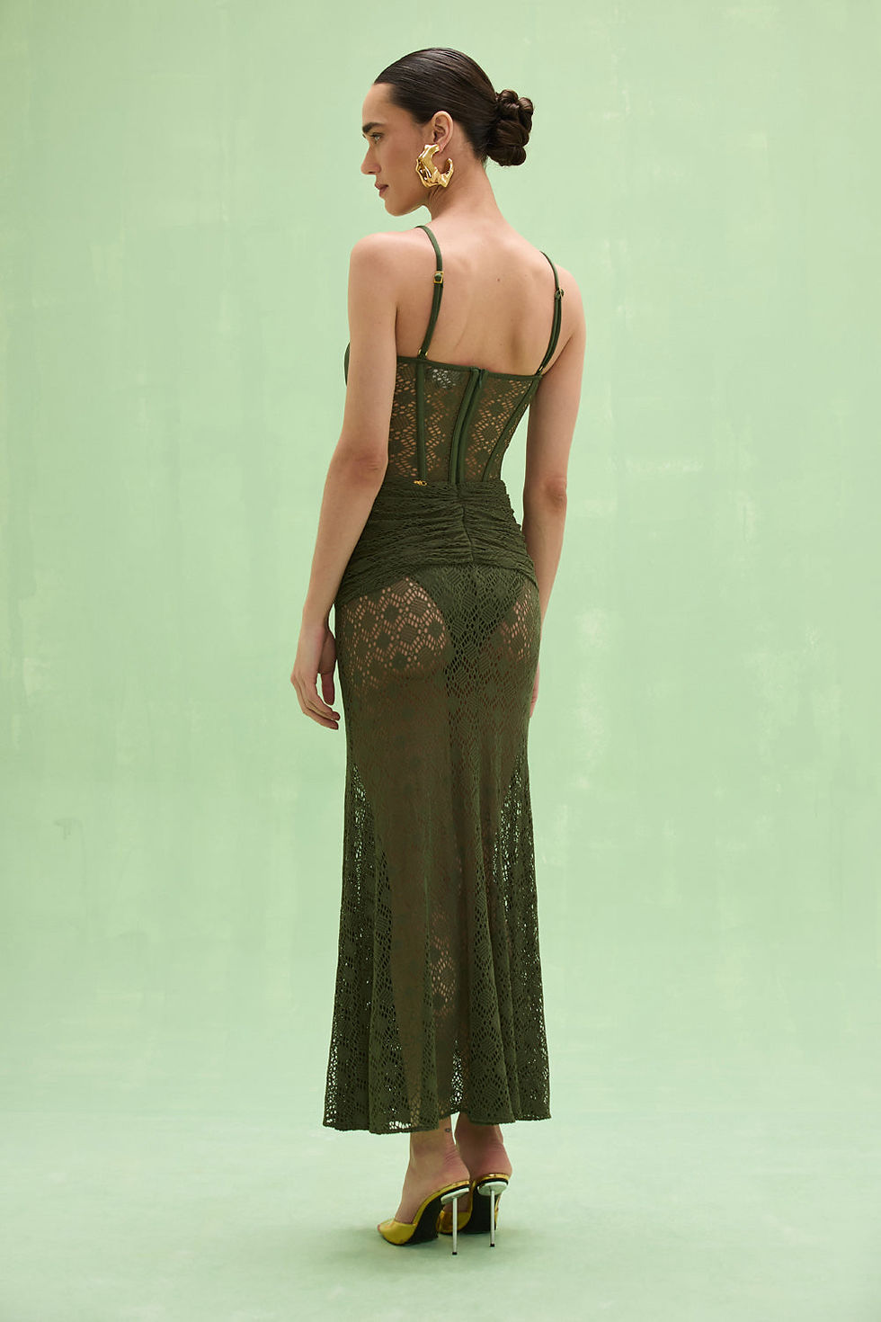 Thumbnail: Vestido longo tela sirena verde escuro PatBo