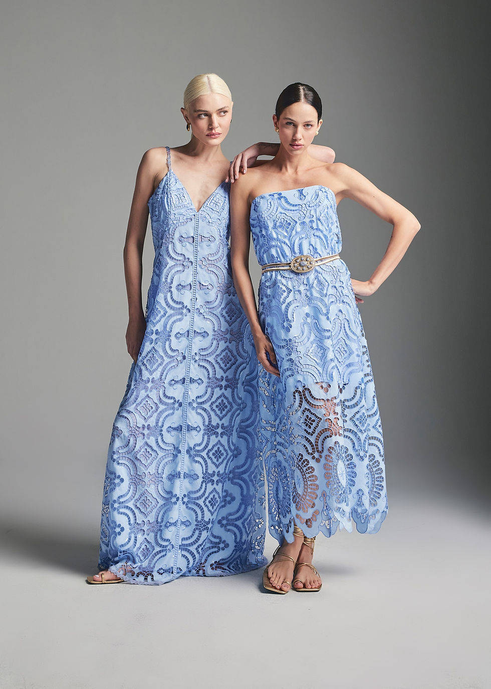 Thumbnail: Vestido Bia alças bordadas azul serenity LN Brand