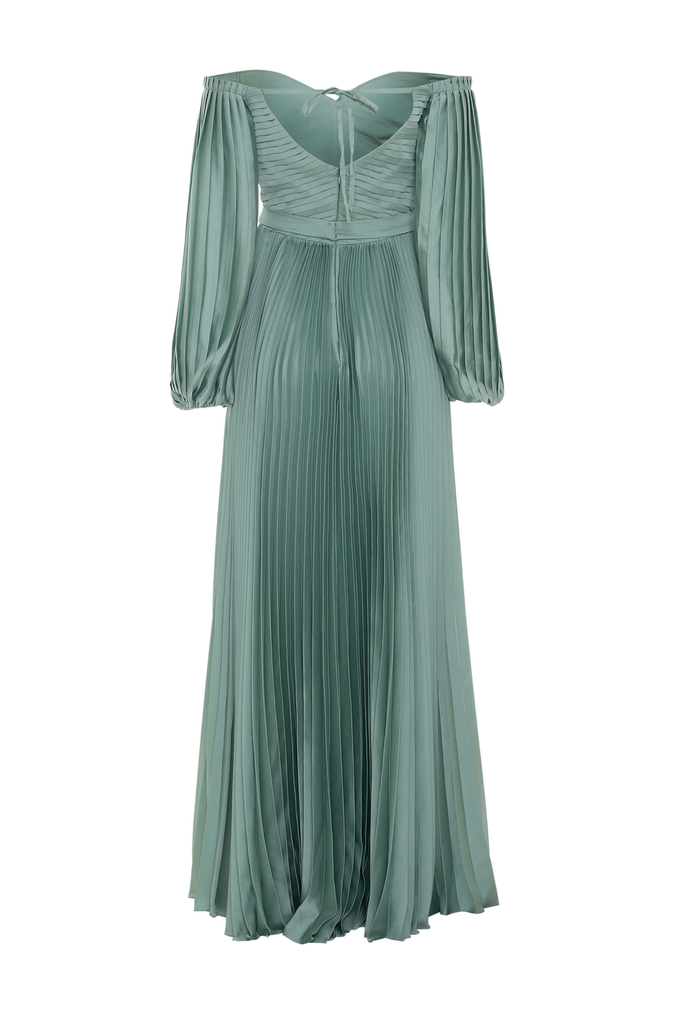 Thumbnail: Vestido longo plissado cetim dream verde PatBo 