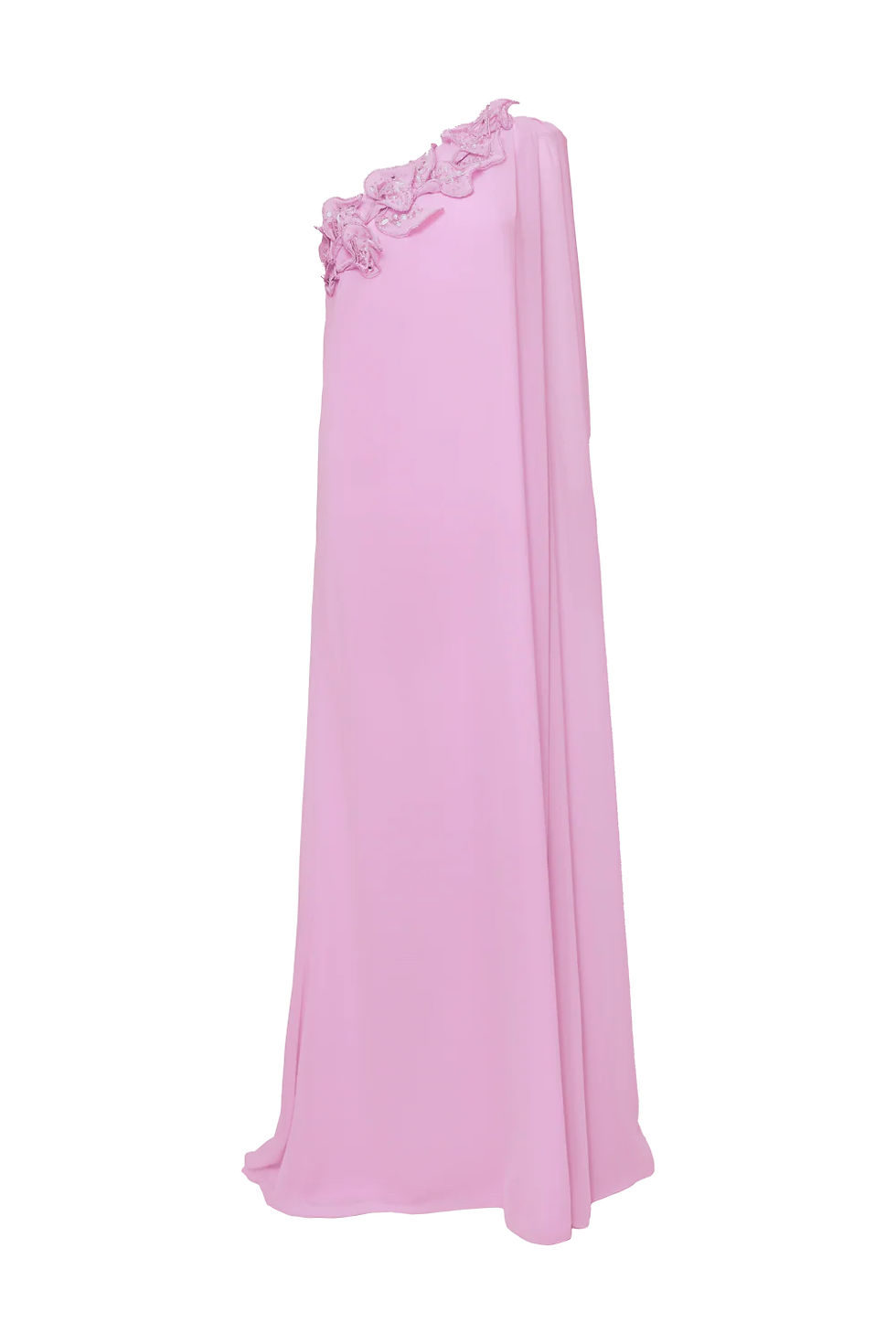 Thumbnail: Vestido longo manga capa chiffon candy bordado PatBo rosa claro