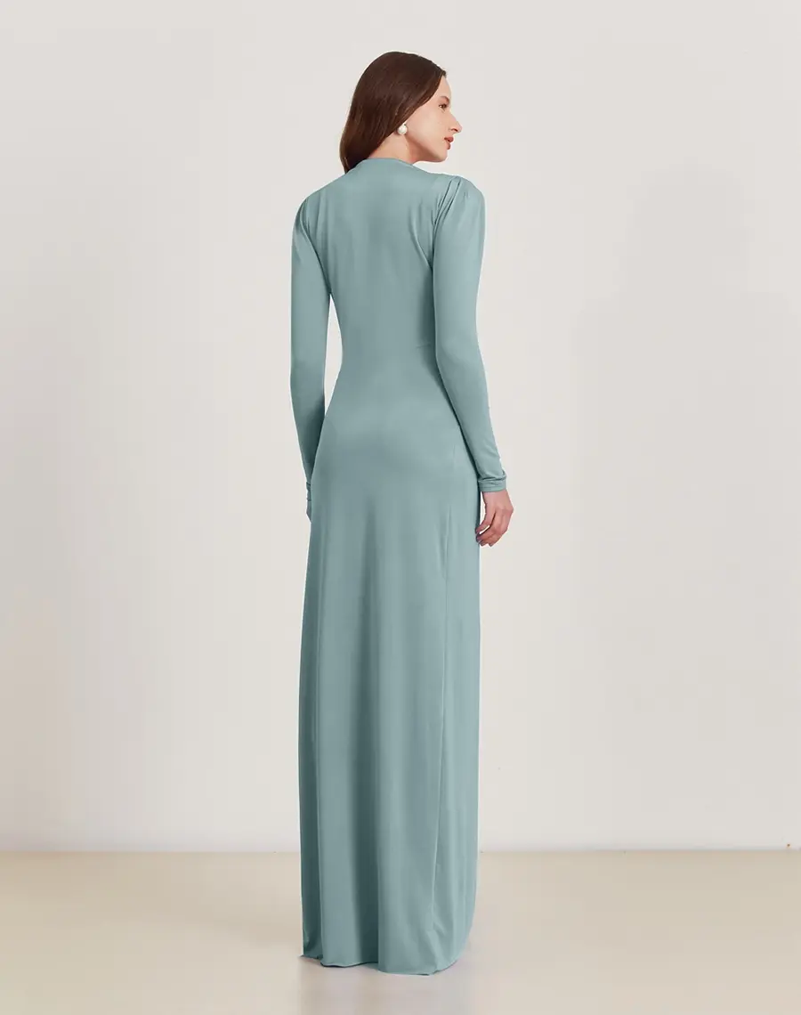 Miniatura:  Vestido longo manga longa Michelle verde claro Amissima