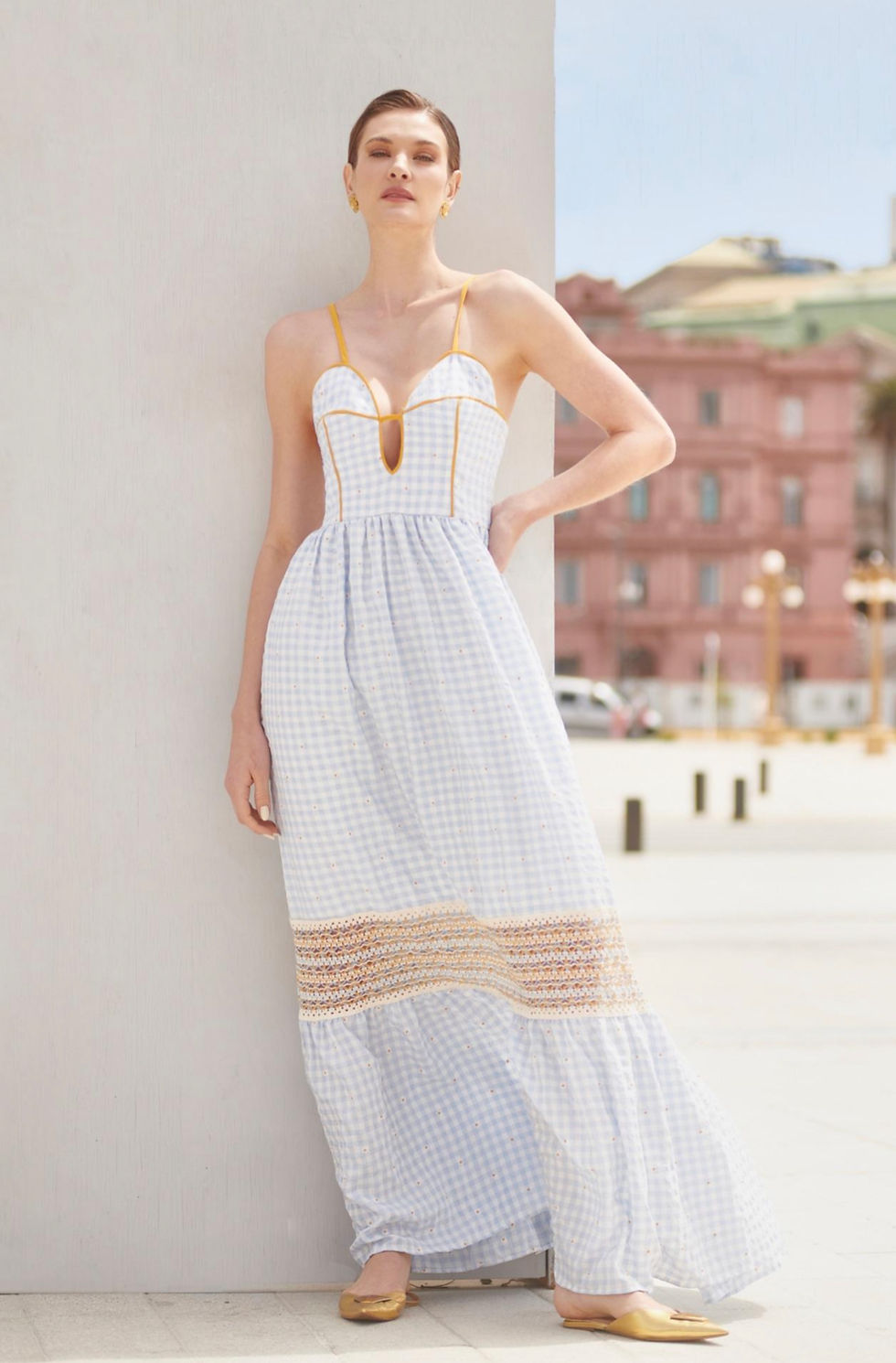 Miniatura: Vestido longo tecido voil bordado LN Brand