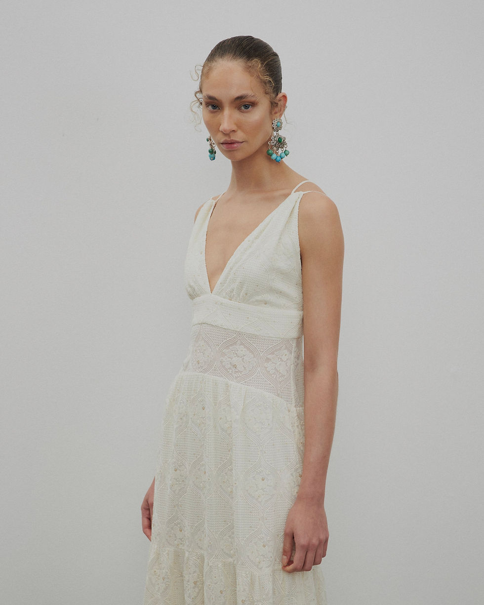 Miniatura: Vestido longo papoula off whiteEssenciale