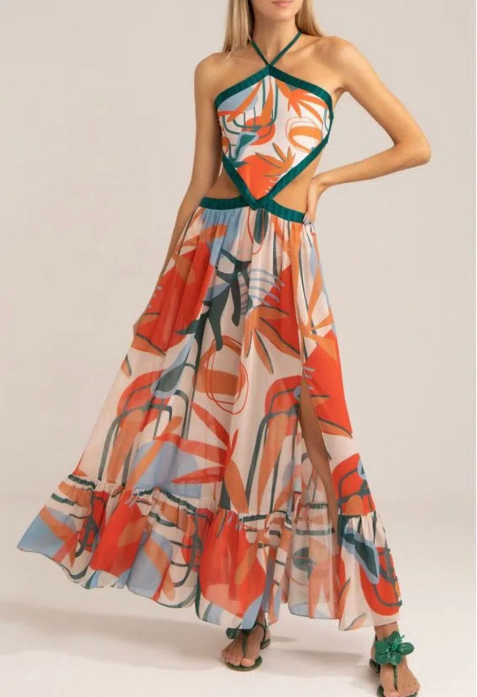 Miniatura: Vestido longo estampa modernista laranja PatBo