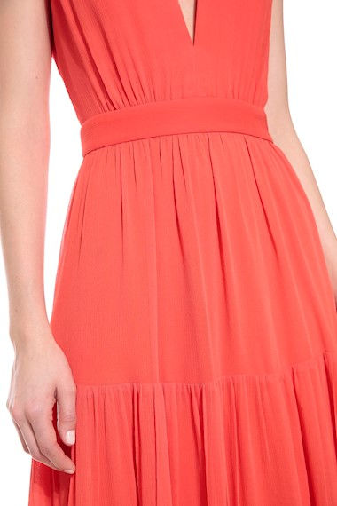 Thumbnail: Vestido longo Chiffon Vagas Amissima Coral laranja