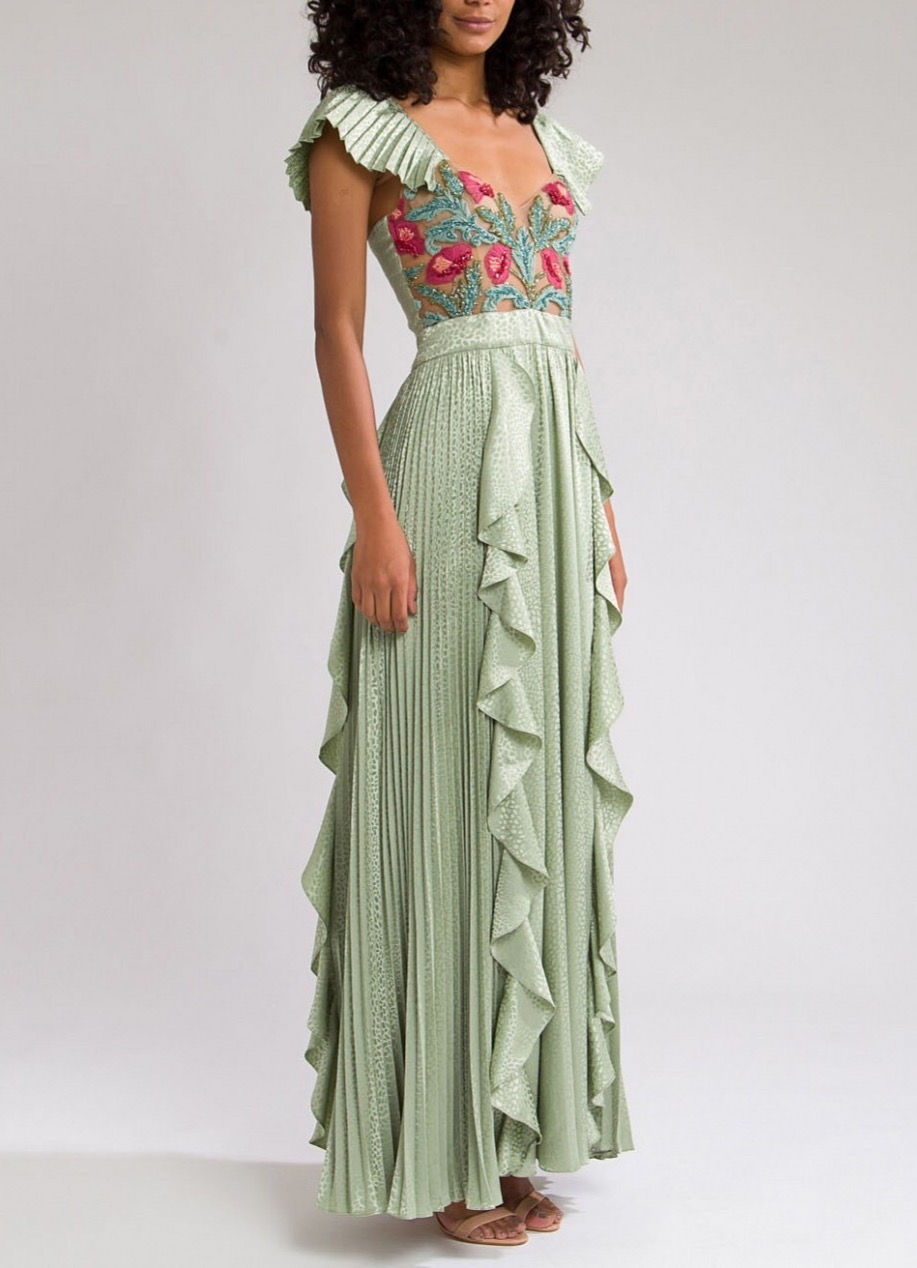 Miniatura: Vestido longo busto bordado PatBo verde