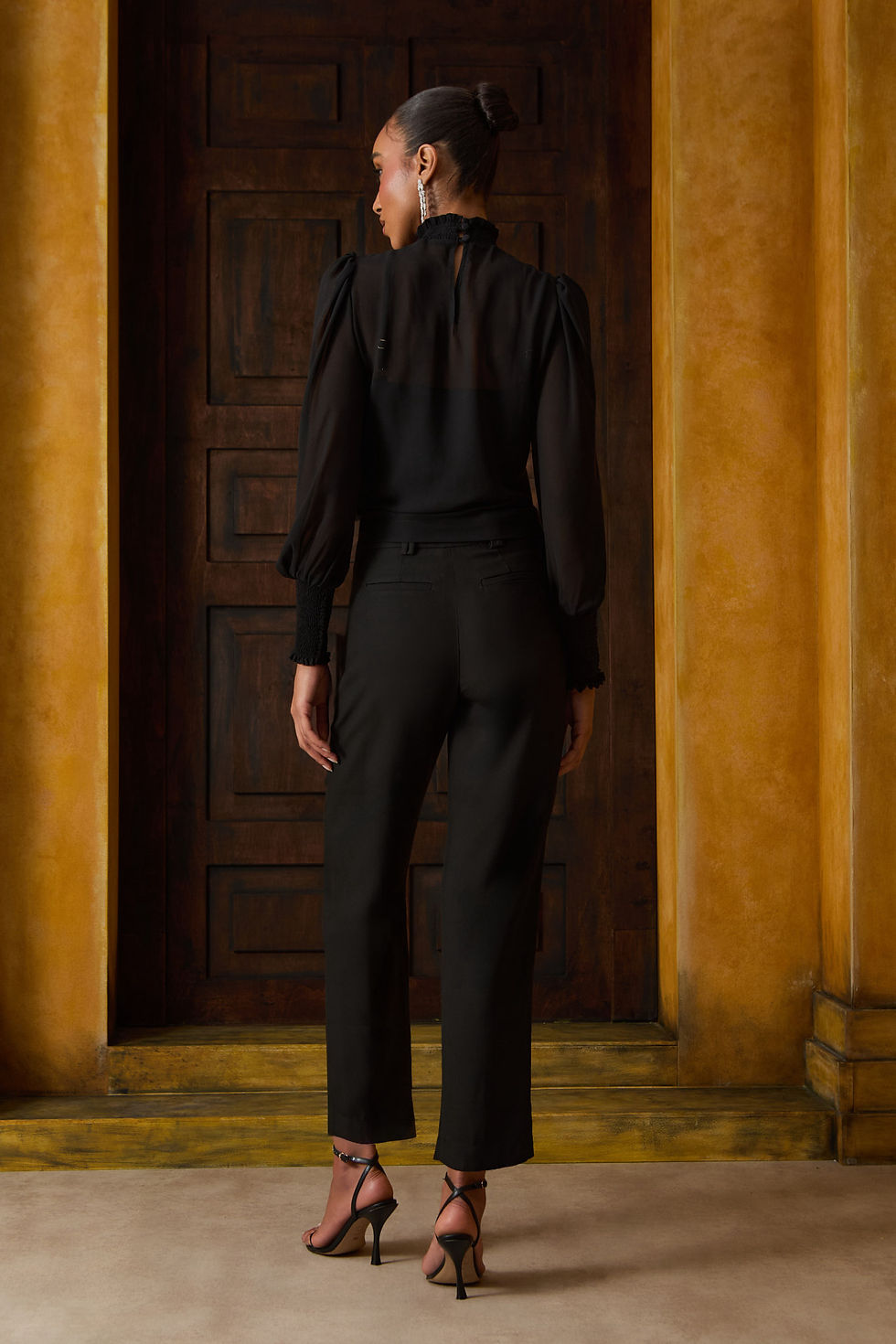 Miniatura: Calça alfaiataria crepe clássica pregas preta Agilita