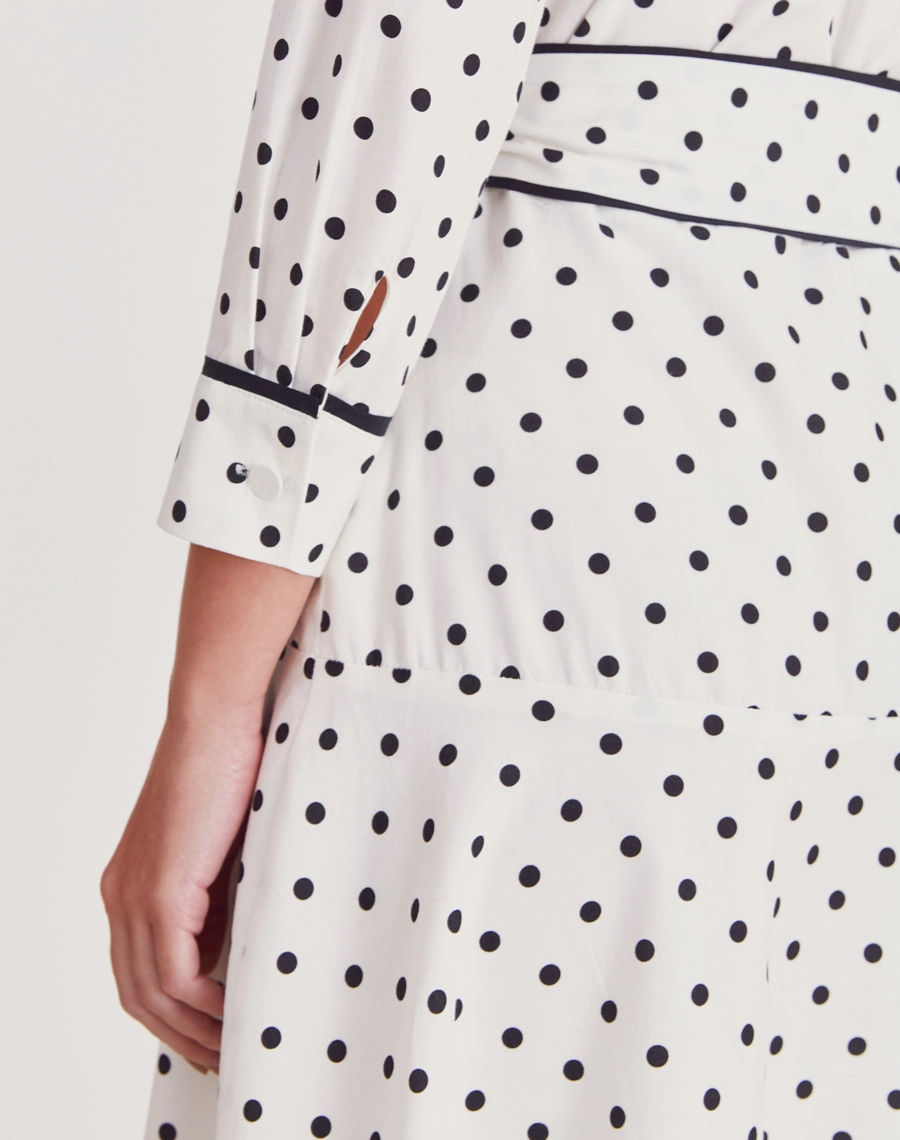 Miniatura: Vestido midi chemise Poppi poás preto e branco Amissima