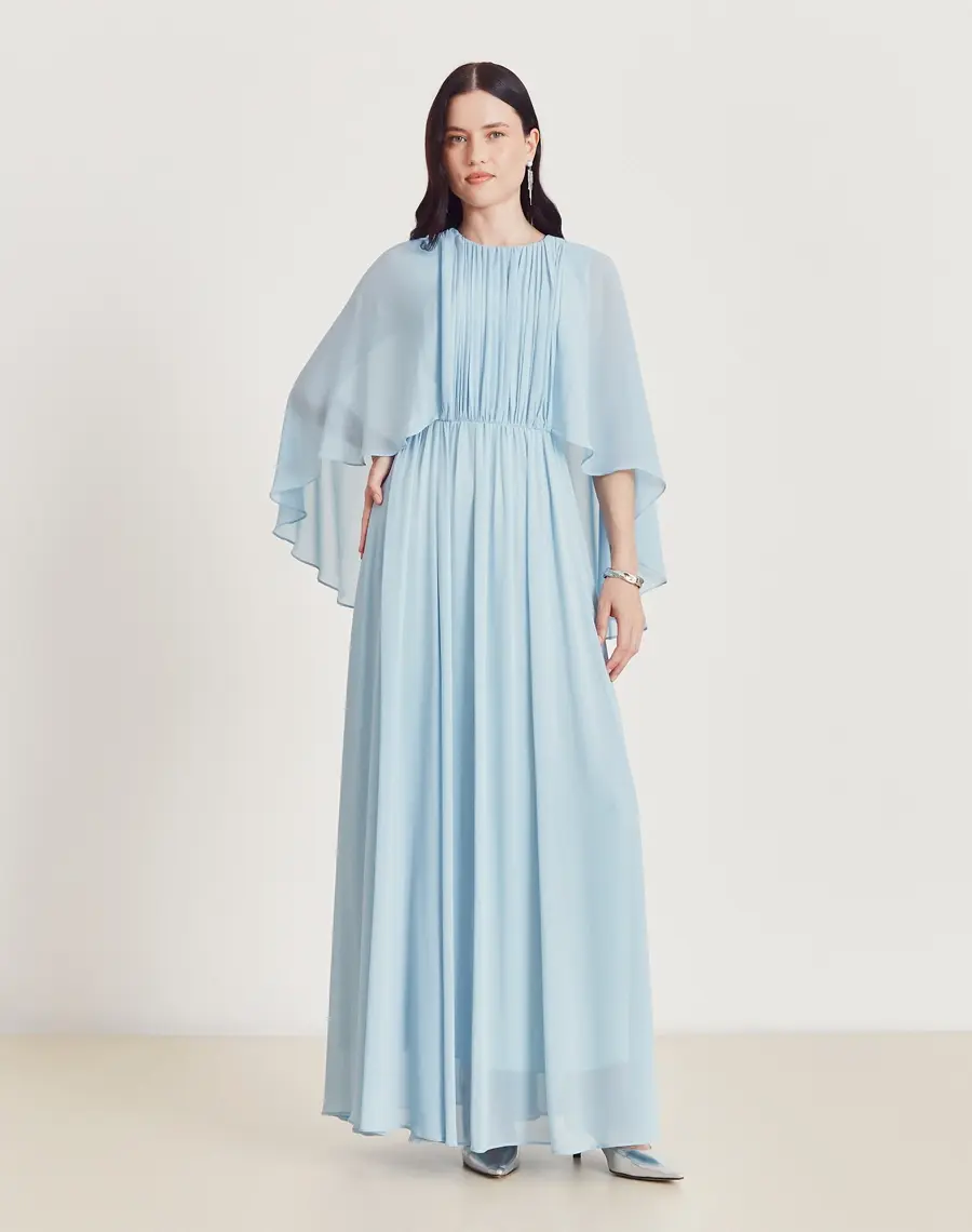 Miniatura: Vestido longo Thaisa azul Amissima