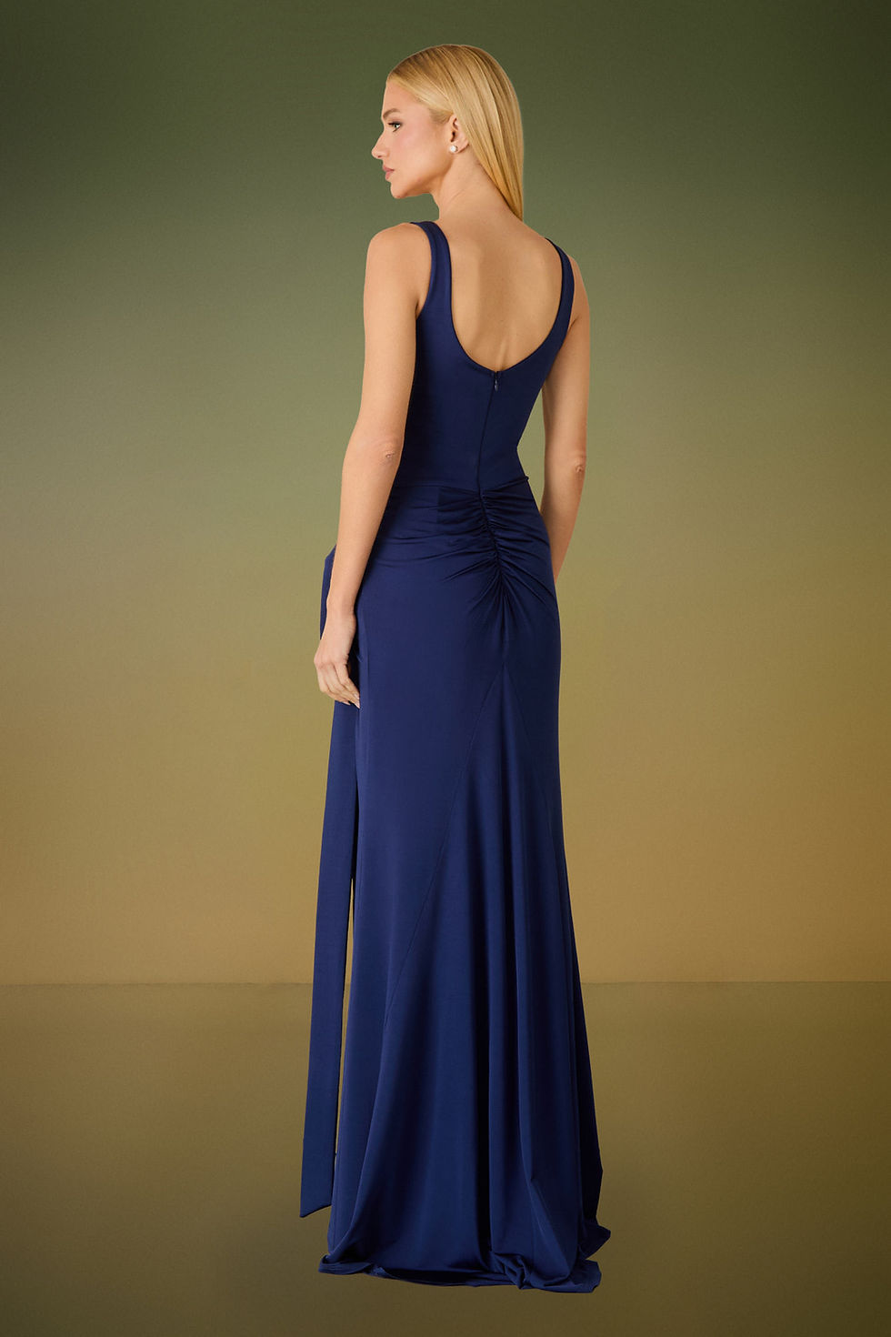 Thumbnail: Vestido longo Bianca fenda azul marinho Fabulous Agilita Al Mare