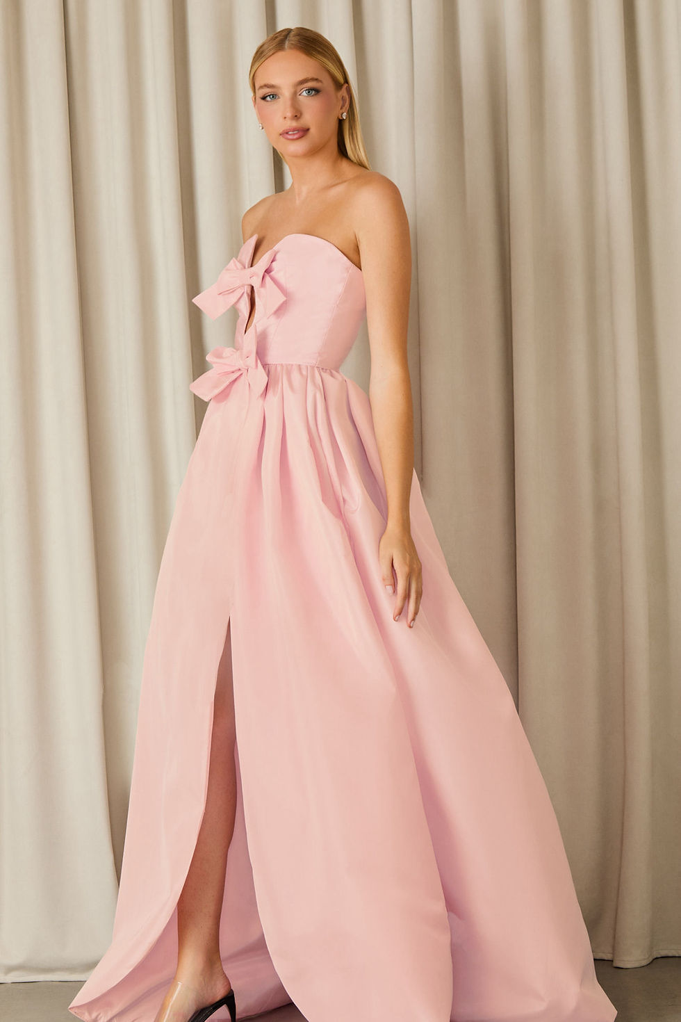 Miniatura: Vestido longo zibeline Lauren laço rosa claro Fabulous Agilita