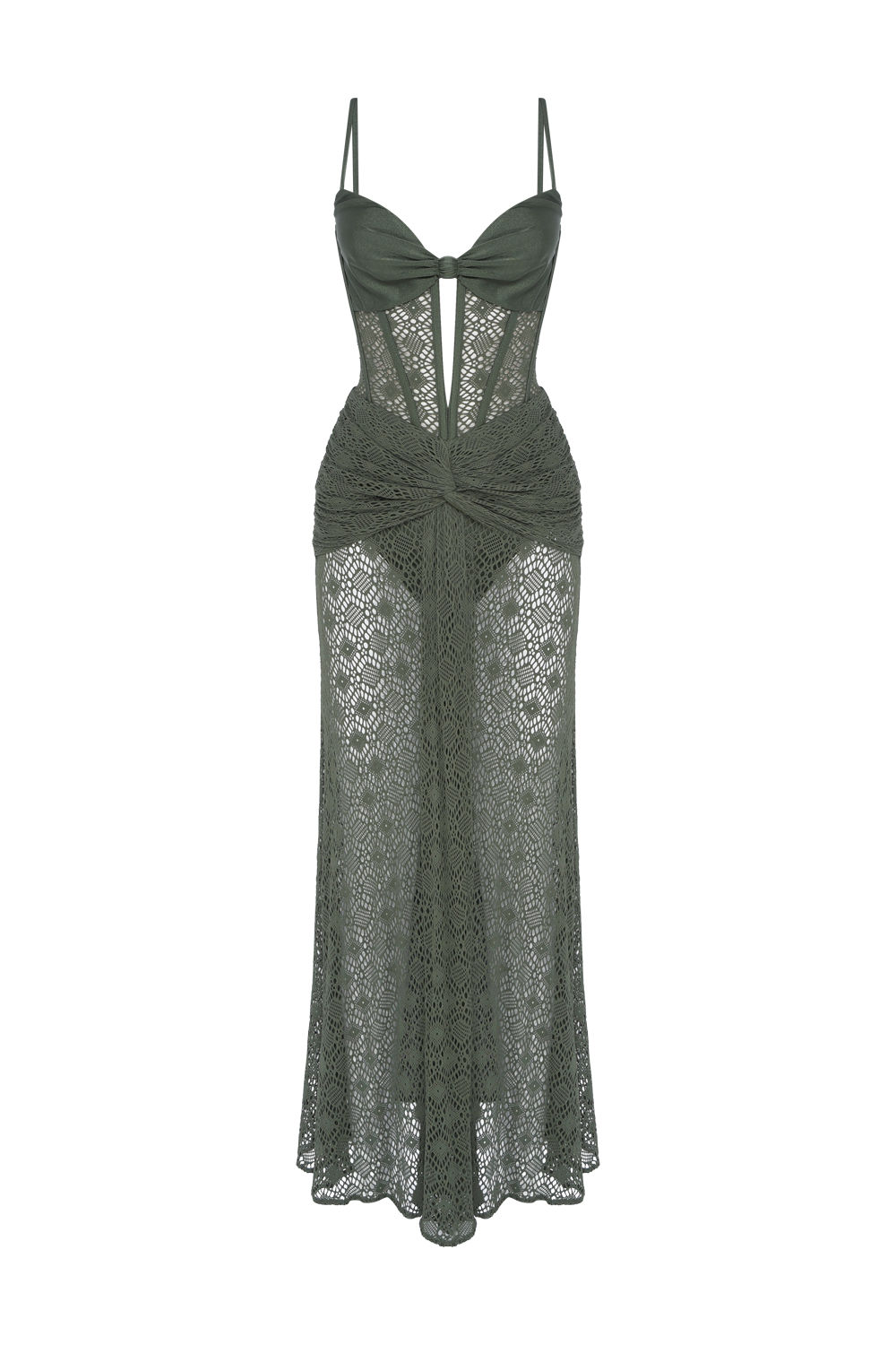 Vestido longo tela sirena verde escuro PatBo