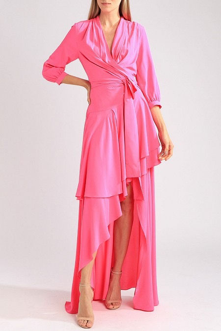 Miniatura: Vestido longo wrap manga longa pink PatBo 