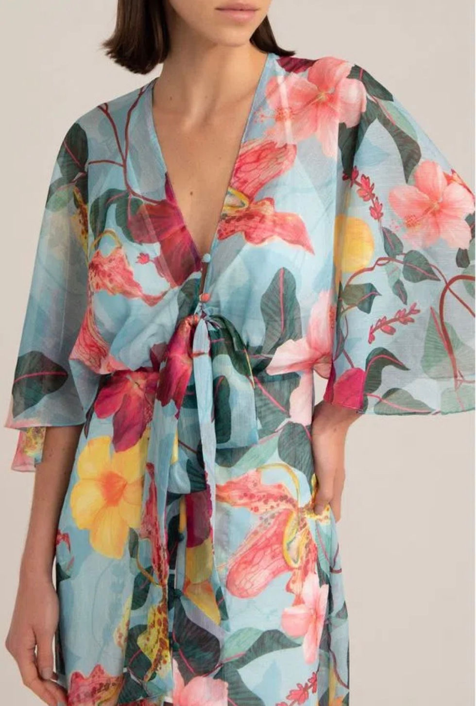 Thumbnail: Vestido longo saida de praia hibiscus azul PatBo