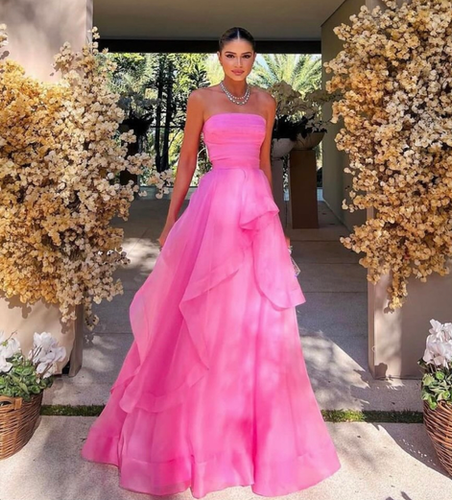 Vestido longo Natasha seda rosa flamingo Fabulous Agilita The Closet