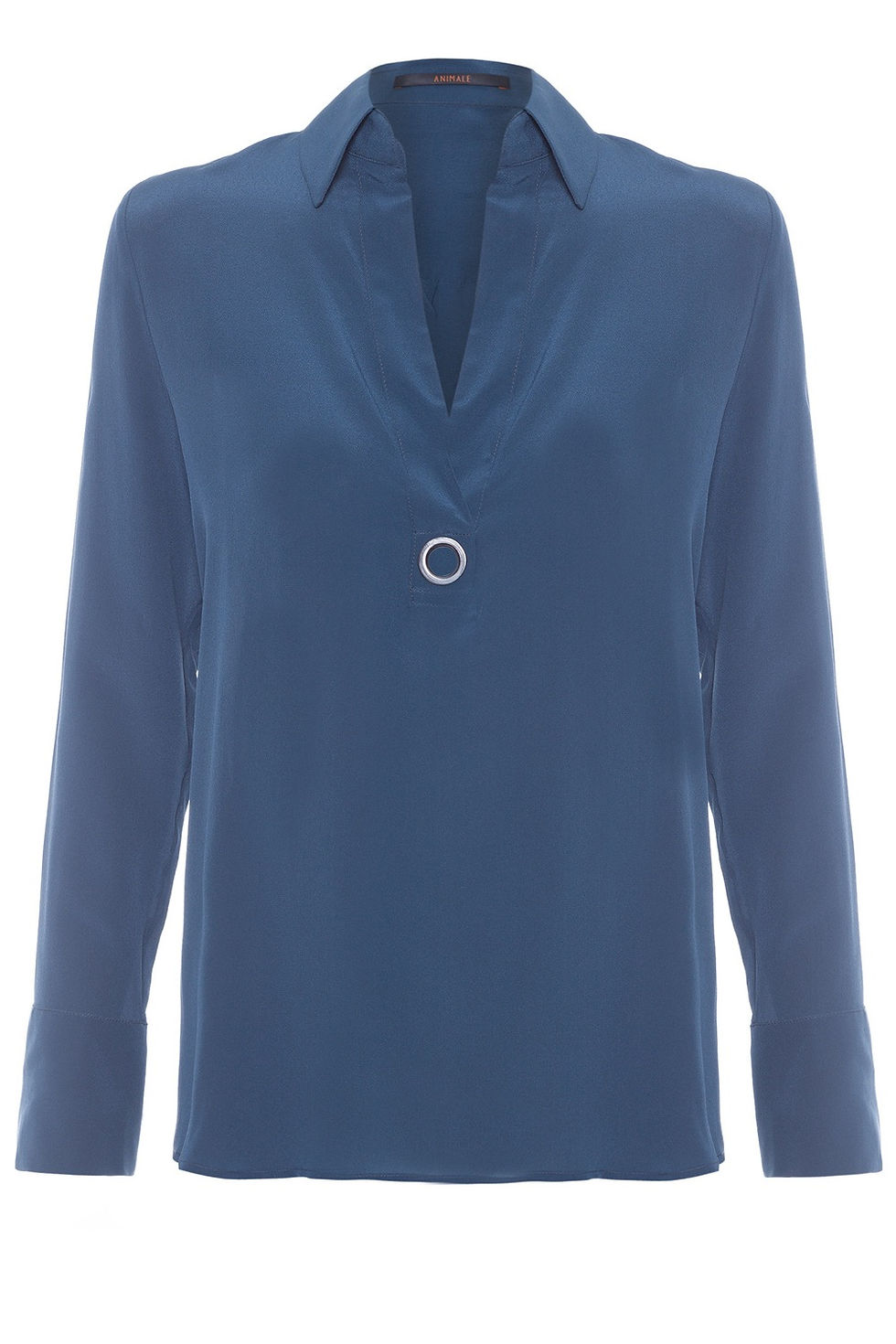 Miniatura: Camisa de seda pura Animale Polo Ilhos -  Azul mazar