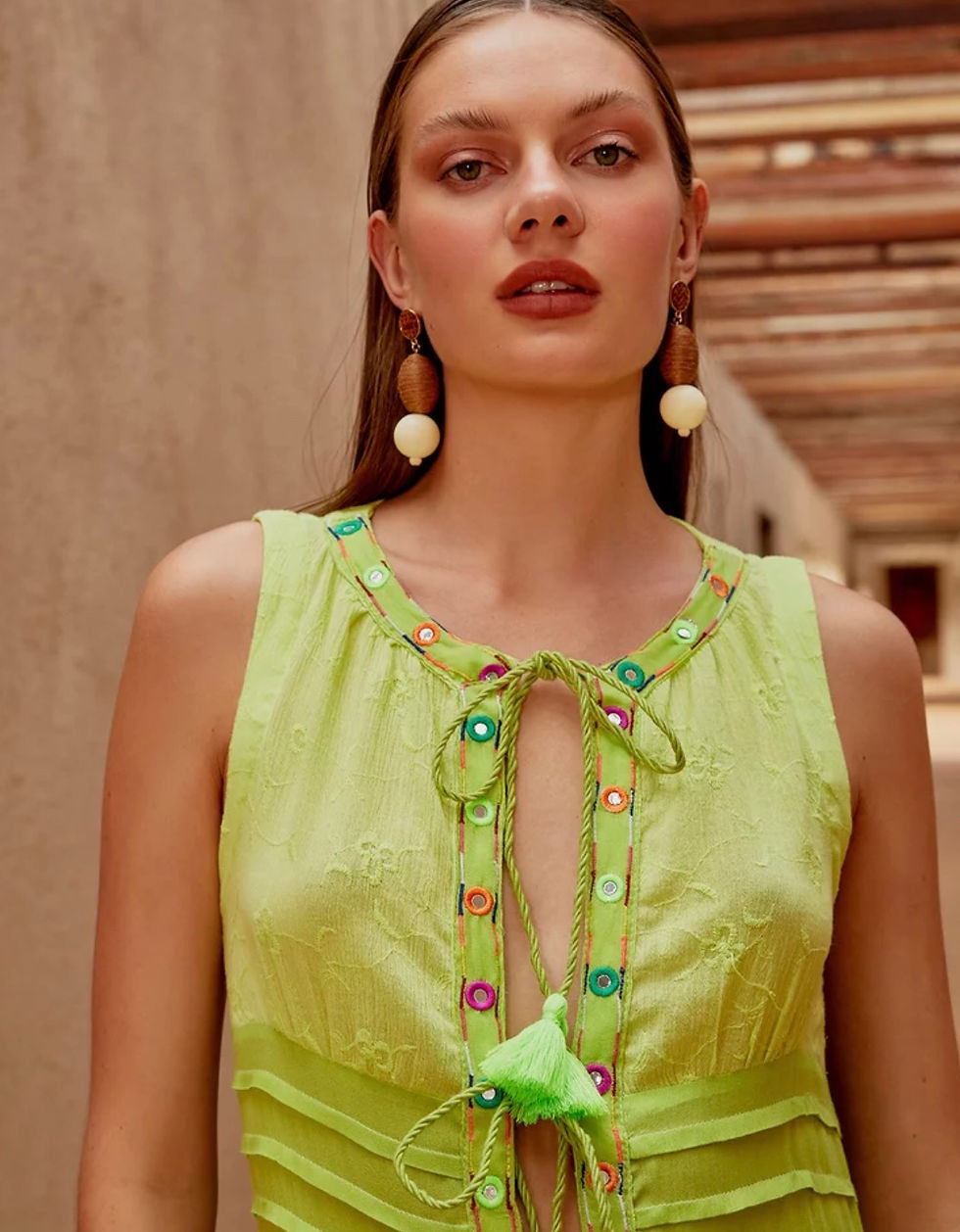 Miniatura: Vestido Leonor verde - Nammos