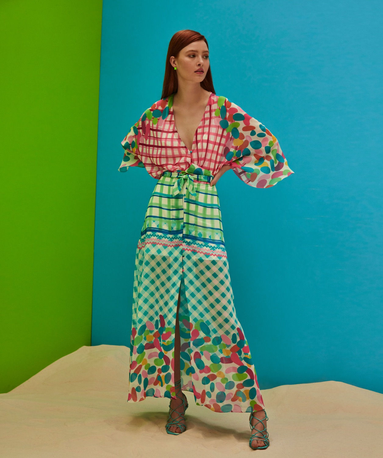 Vestido longo estampa antibes PatBo