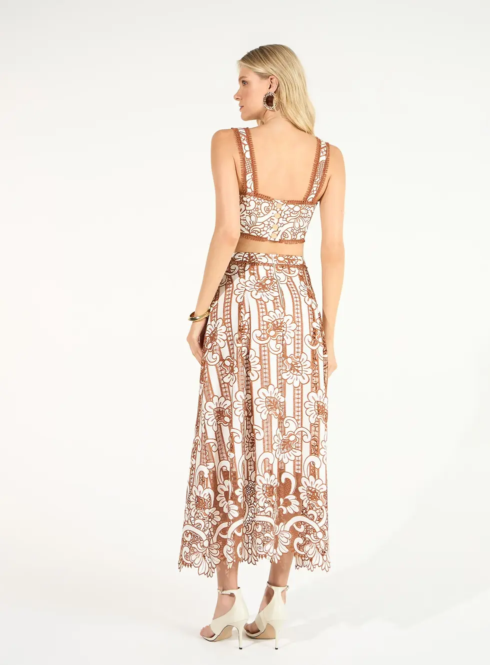 Miniatura: Conjunto de top e saia em renda richilieu Skazi 