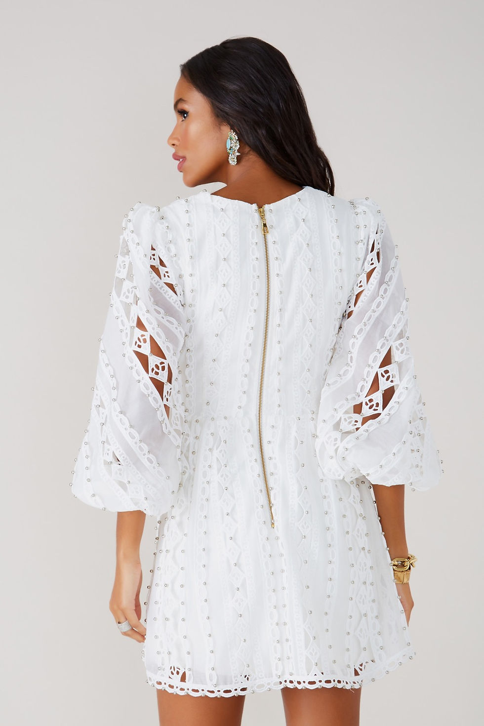 Miniatura: Vestido curto Amelia off white renda bordada Fabulous Agilita