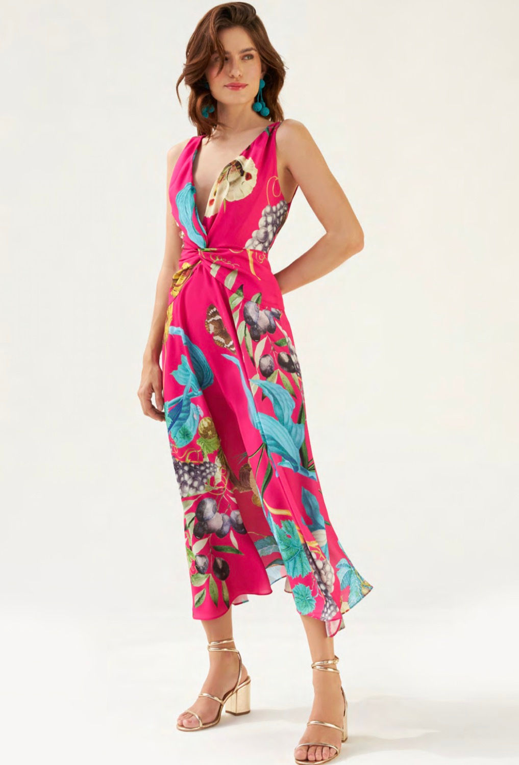 Vestido mídi estampa floral detalhe cintura Skazi Sclub 