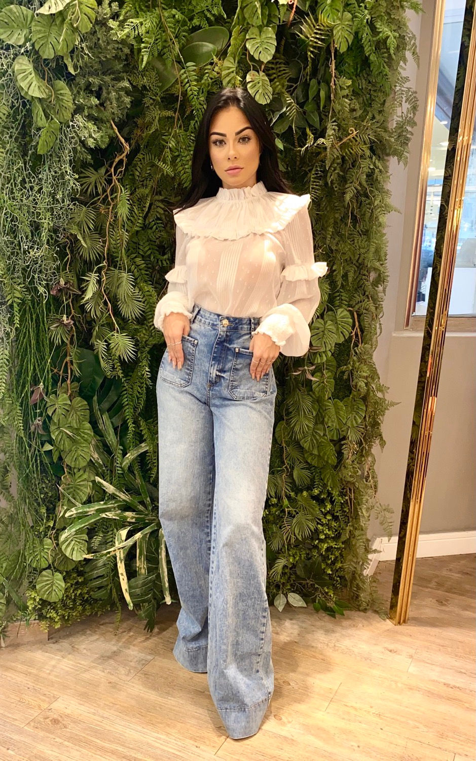 Miniatura: Blusa gola babado off white PatBo